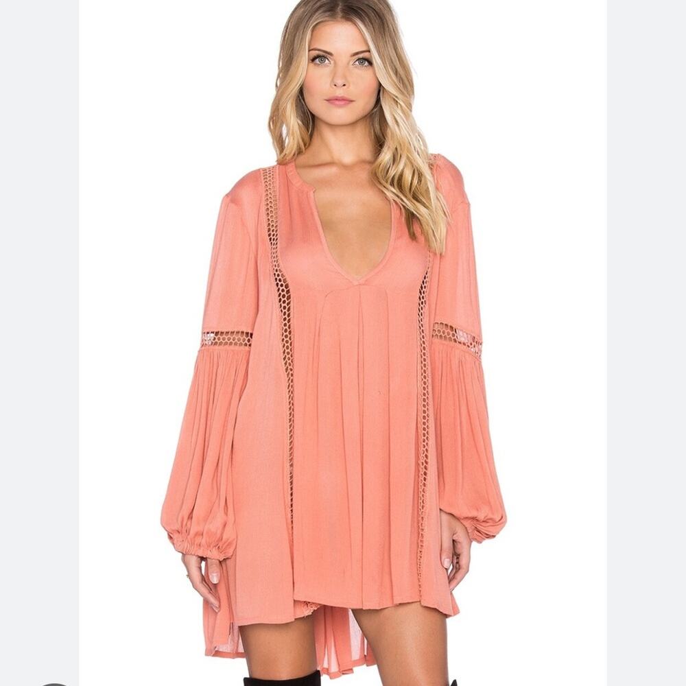 Free People Just The Two Of Us Tunic Dress Coral Size XS